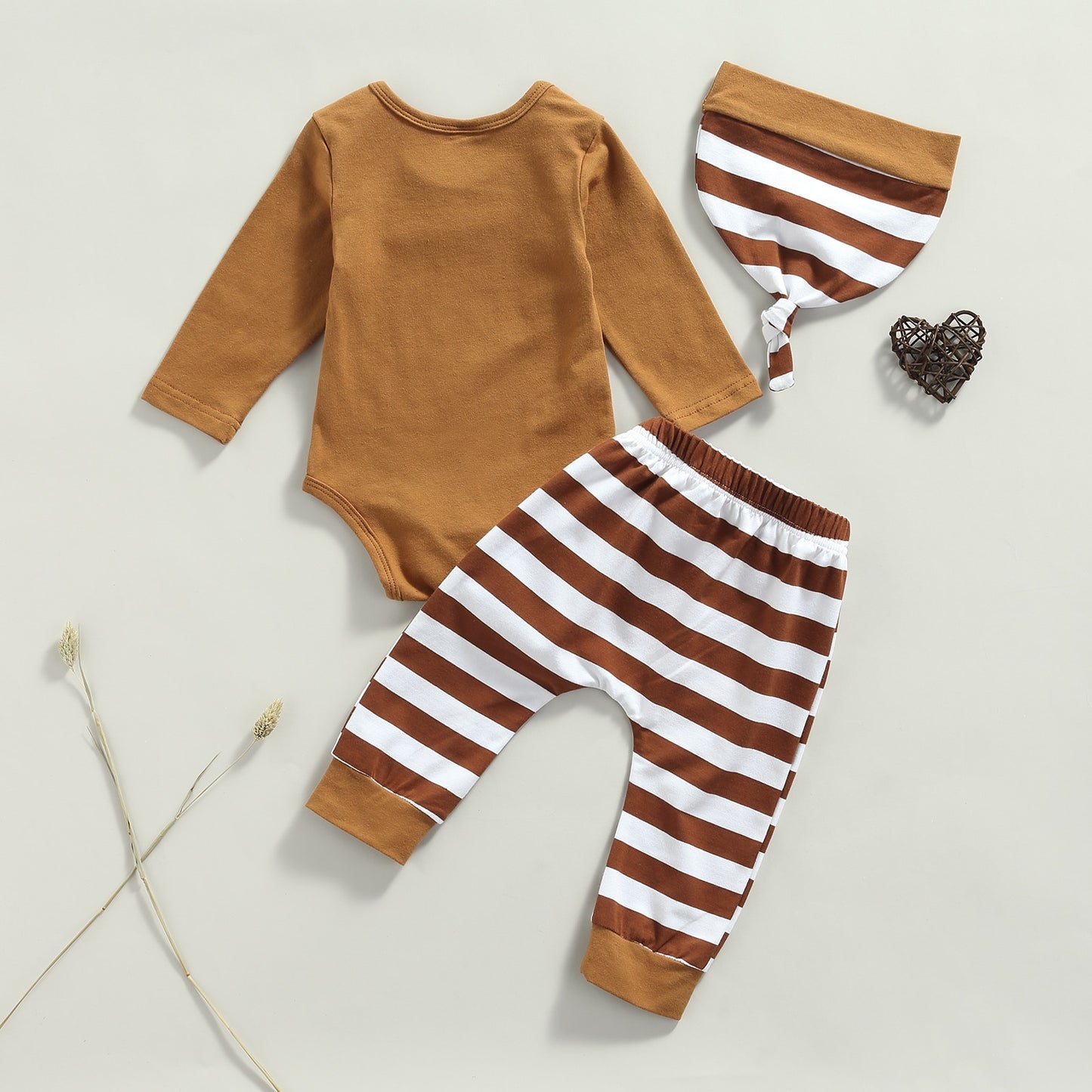 Infant Baby Girl Boy 3Pcs Thanksgiving Day Outfits Long Sleeve Letter Print Romper
