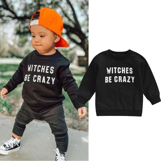 Toddler Kids Boys T Shirts Tops Long Sleeve Pullover Letter Printed Halloween Days Outwear