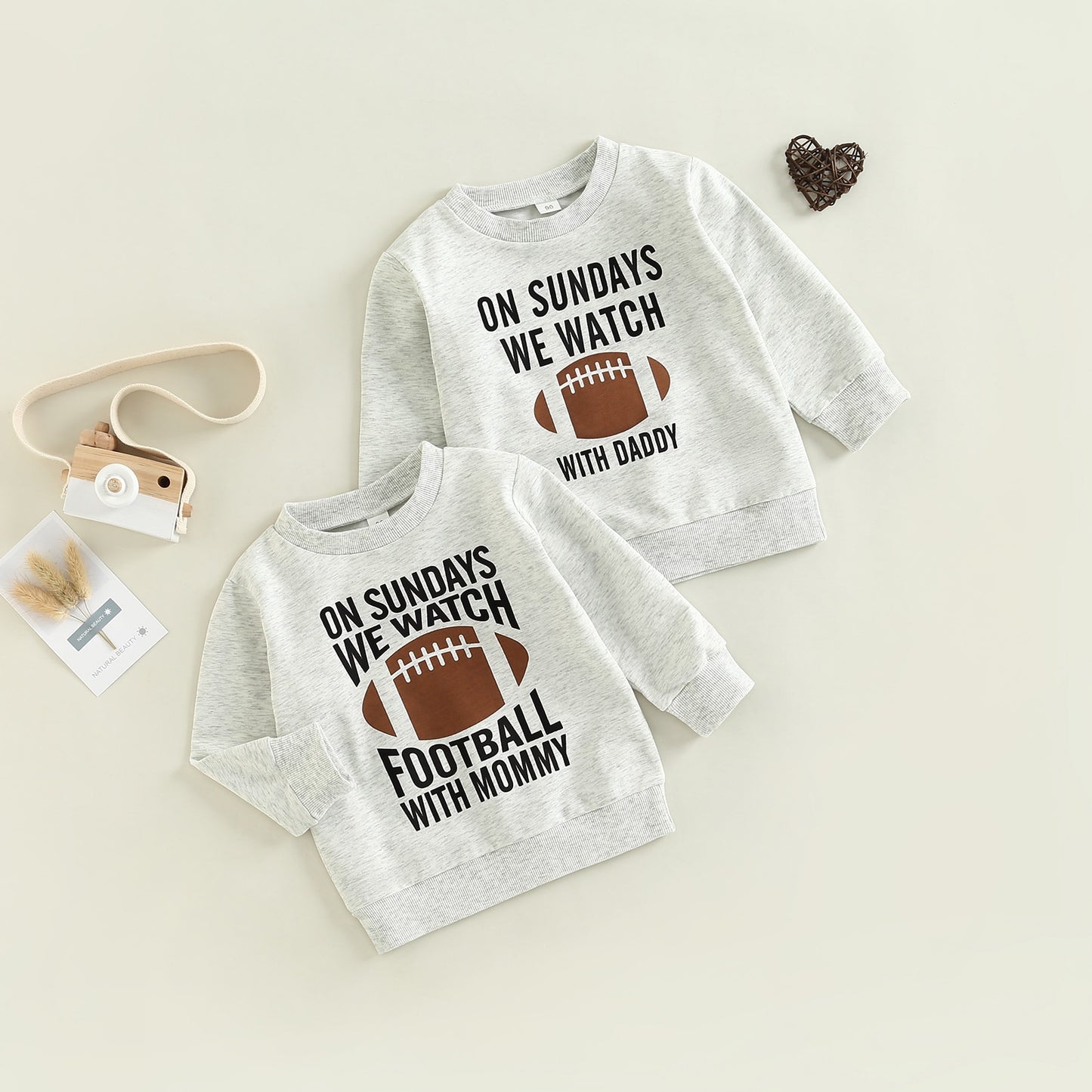 Toddler Kids Girl Boy Sweatshirt Ball Season Daddy Mommy Letters Football Print