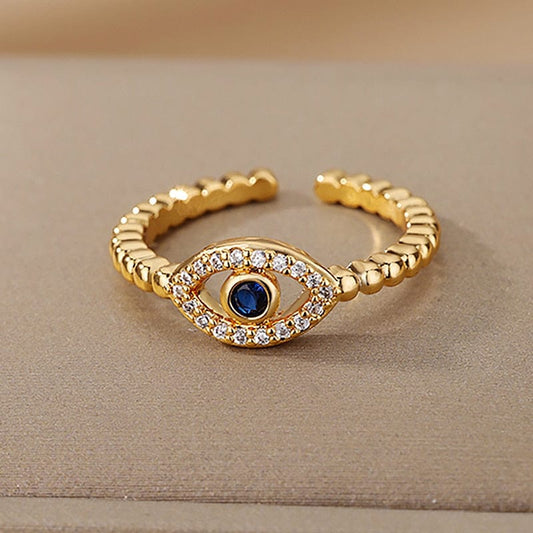 Blue Zircon Evil Eye Rings For Women Turkish Style