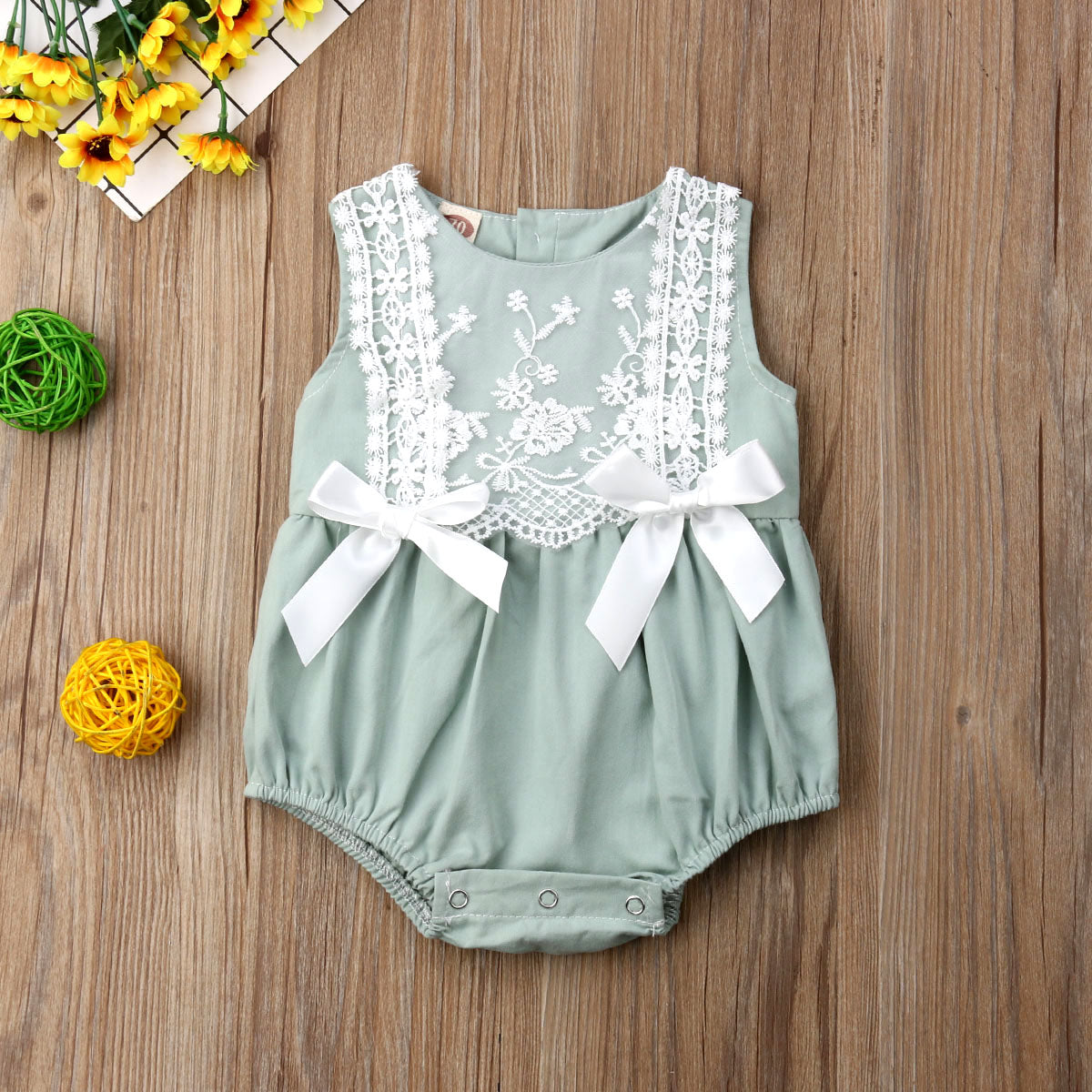 Summer Toddler Baby Girl Lace Flower Bodysuit Patchwork Cute Jumpsuit