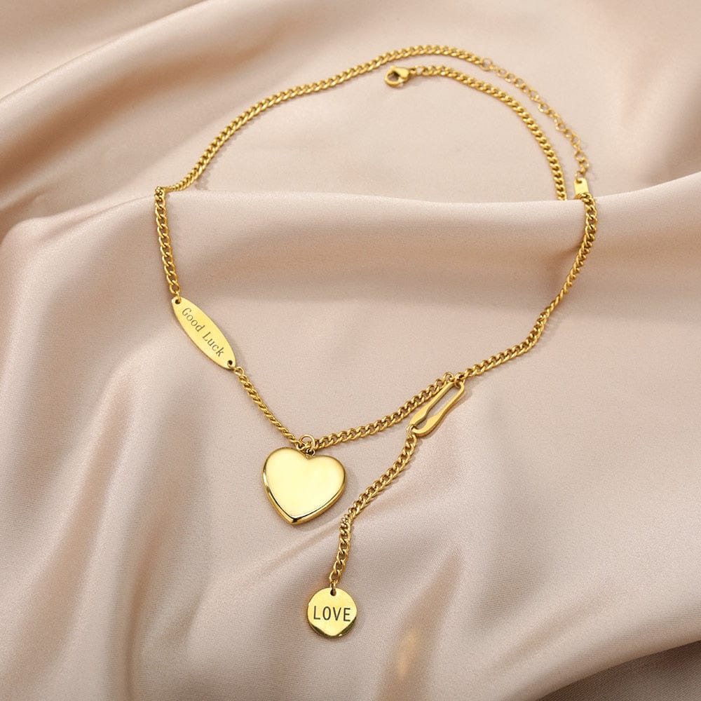 Double Layer Hollow Clavicle Chain Stainless Steel Necklace For Women