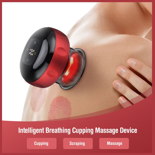 Electric Cupping Massager Scraping And Cupping Therapy Red Light Heating Vibration Pressotherapy Rechargeable Pain Relief - Cupping