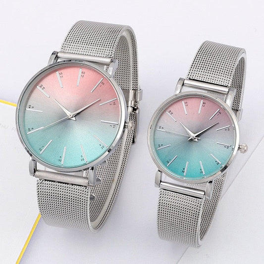 Fashion Women Watches Luxury Magnet Buckle Mesh Couple Color Matching Watch Ladies Quartz Wrist Watch