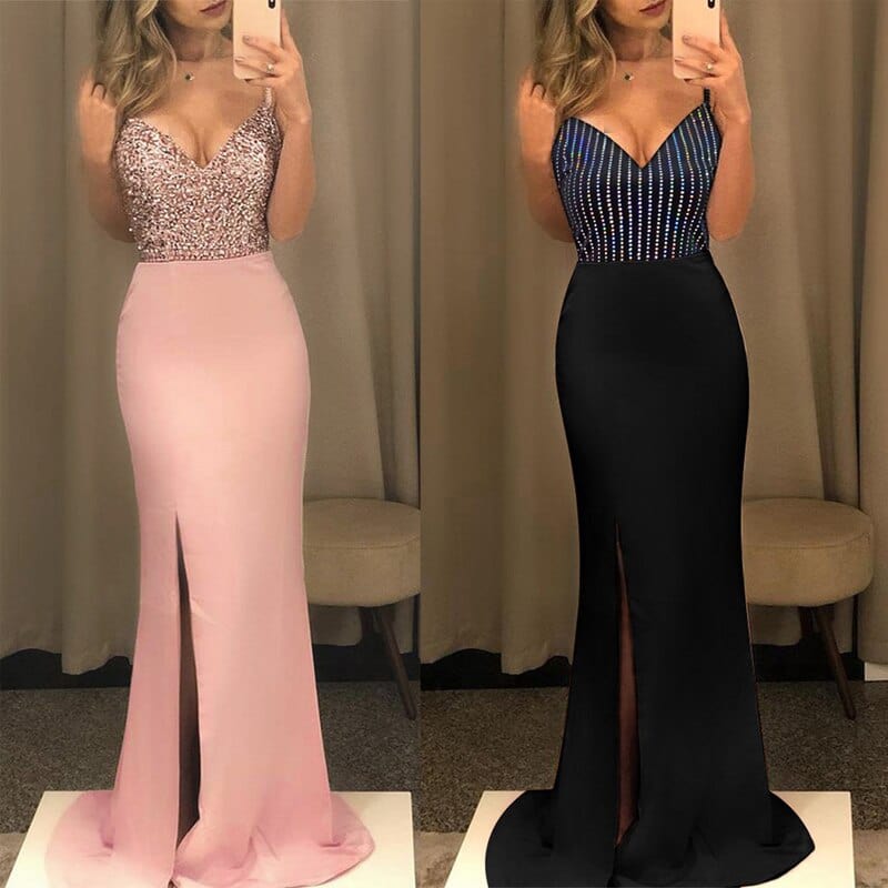 Kayotuas Women Dress Fashion Sequins Long Evening Cocktail Bodycon Party Ball Gown Formal Office Lady Beachwear Bikini Cover Up - Dresses