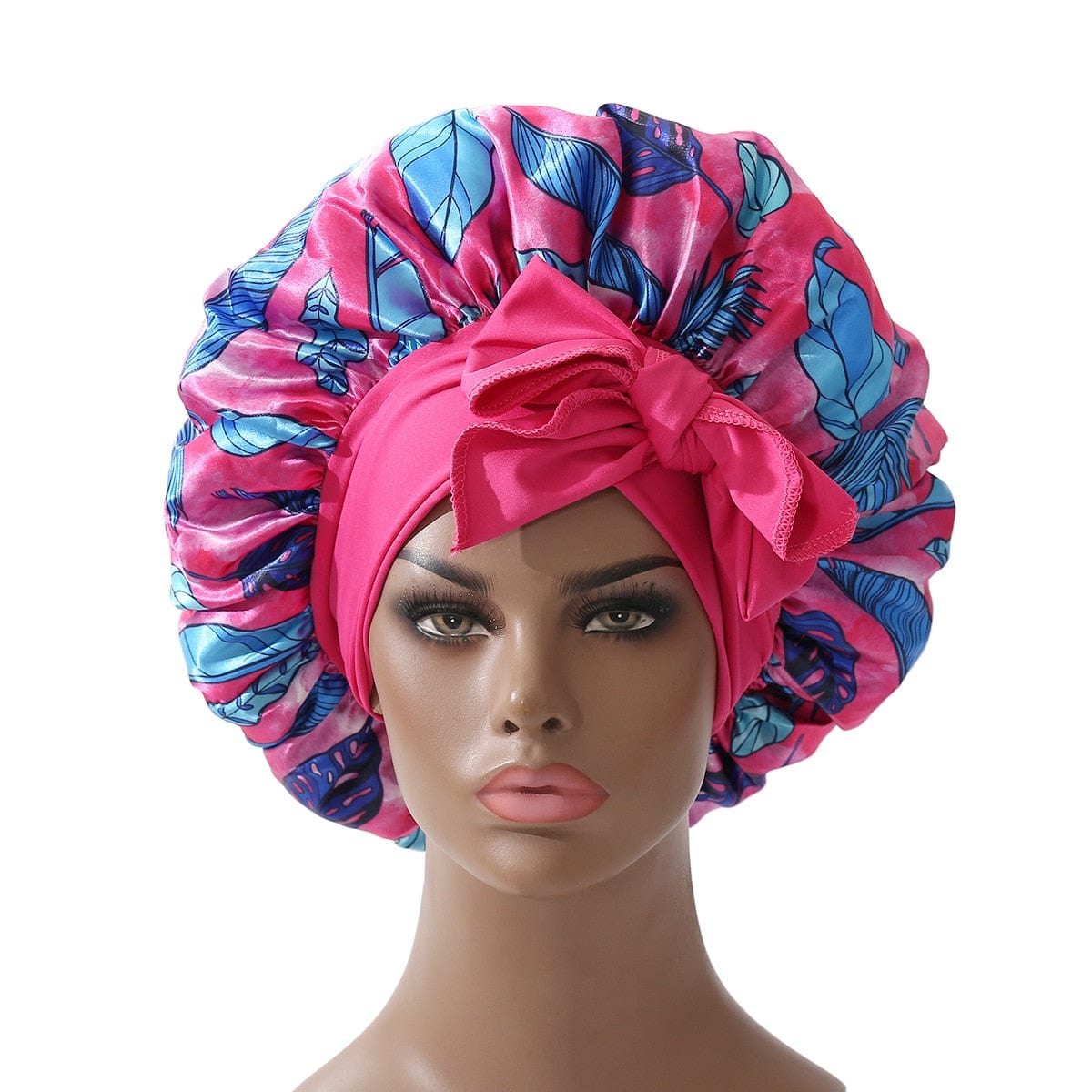 Satin Bonnet Long Tail African Style Print Bonnets For Women