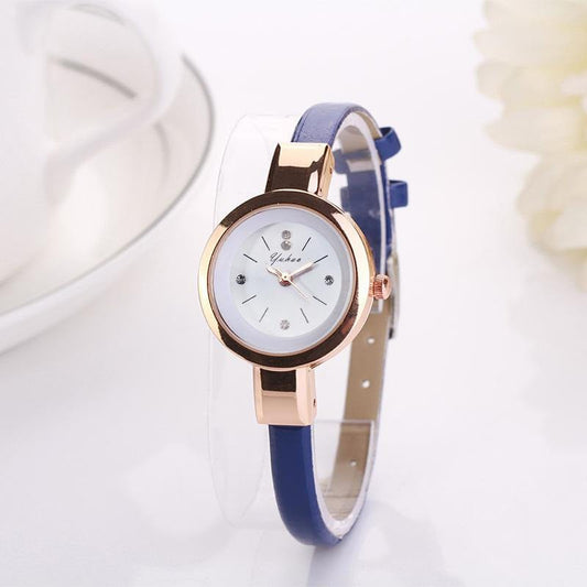 Woman Rose Gold Leather Wrist Watch