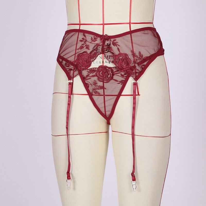 Women Mesh Garter Belt High Waist Holder 4 Straps Elastic Suspender Belt Erotic Lingerie