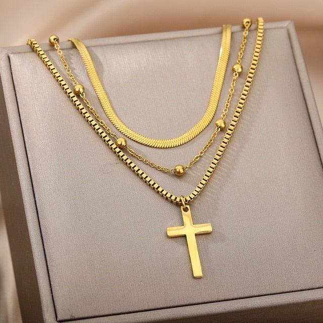 Double Layer Hollow Clavicle Chain Stainless Steel Necklace For Women
