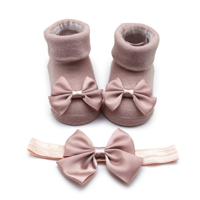 Baywell Fashion Baby Girls Headband + Socks Set 0-12 Months Cute Toddler Princess Socks