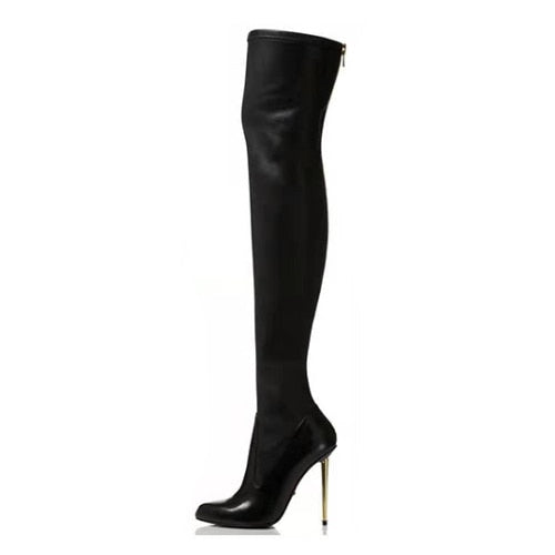 Women Over The Knee Boots Female Zip Sexy Black Long Boots