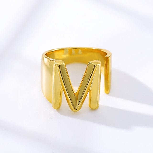 Fashion Adjustable Open Gold Initial Rings For Women