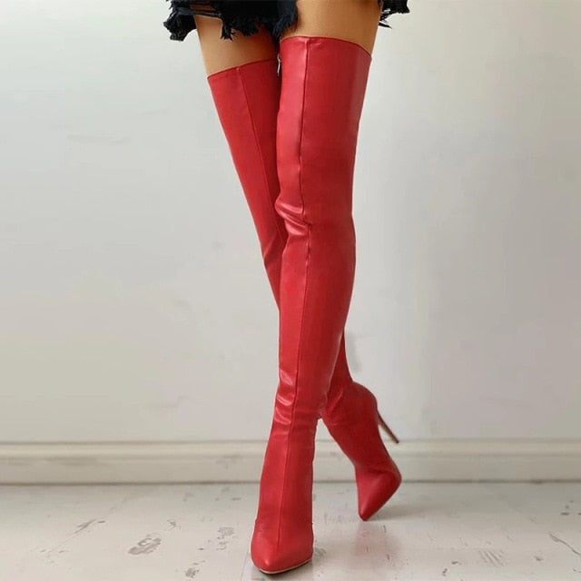Women Over The Knee Boots Female Zip Sexy Black Long Boots