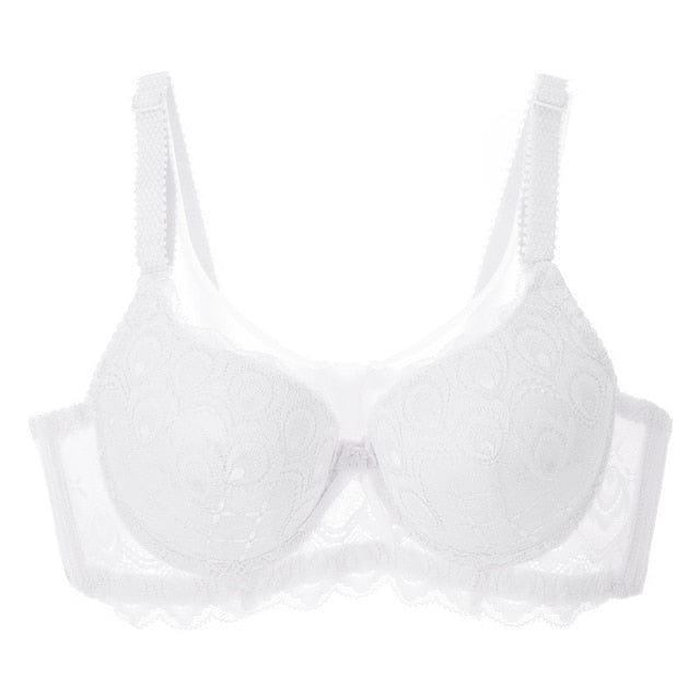 Women Lace Push Up Lace Embroidered Bow Solid Color 3/4 Cup Bras