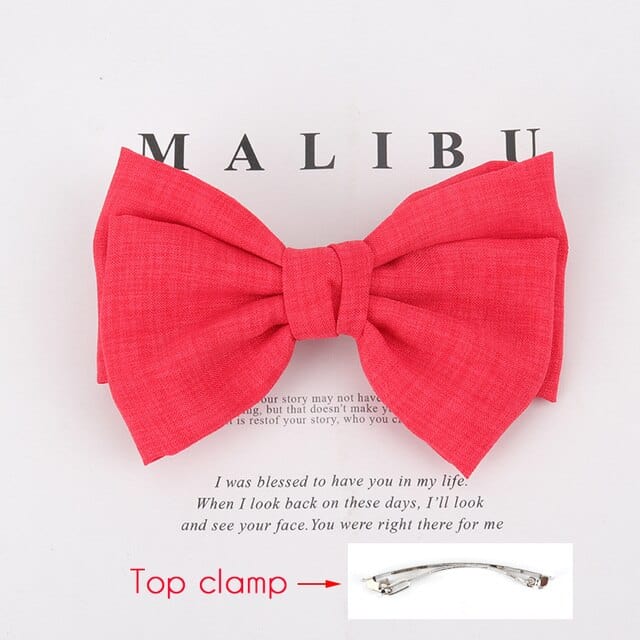 2020 Fashion Vintage 2 Layers Bow Barrettes Linen Hair Clips
