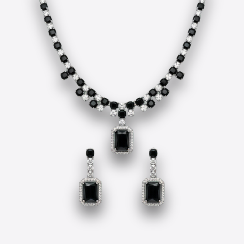 XZ10 – Emerald Stone Necklace & Ear Rings Set
