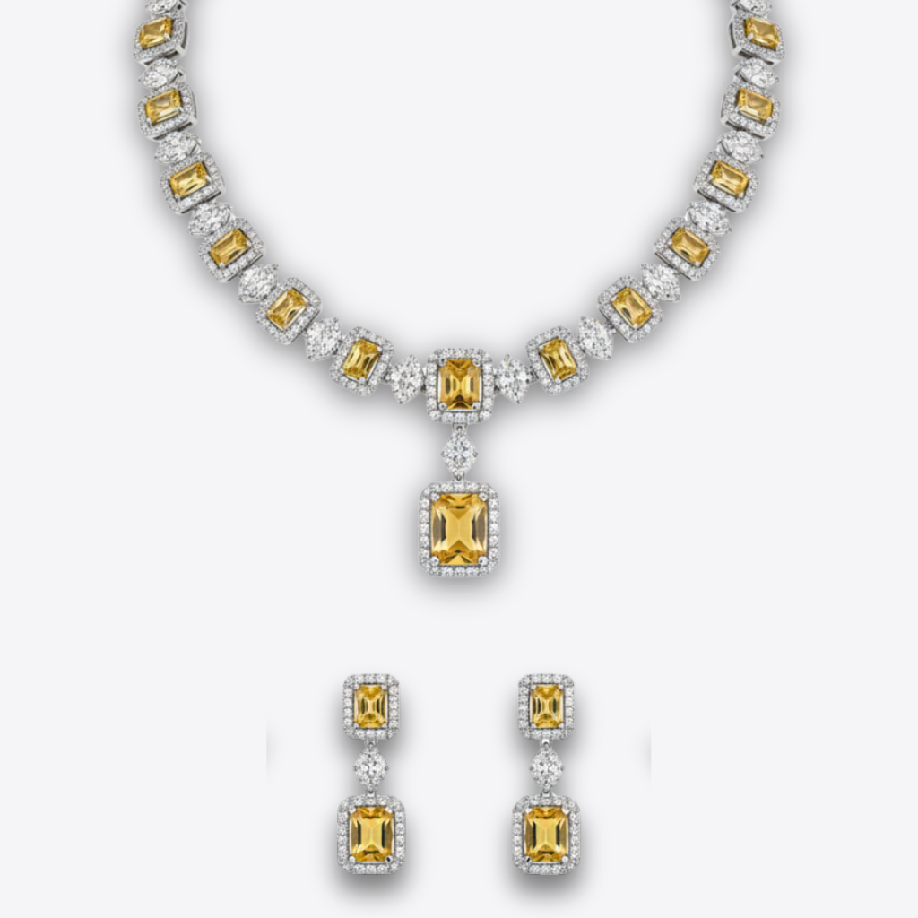 XZ21 – Polished Stones Necklace & Ear Rings Set