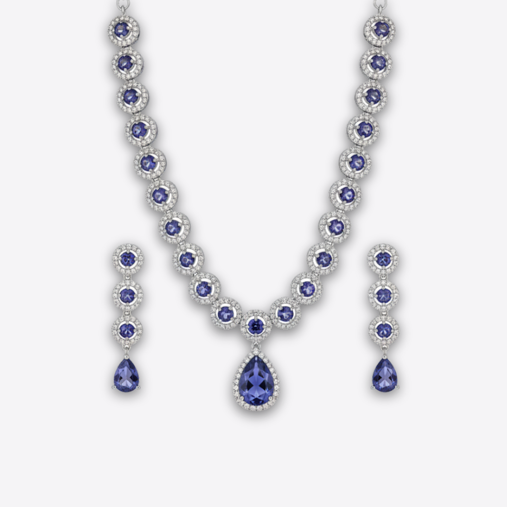 XZ9 – Purple Drops Necklace & Ear Rings Set
