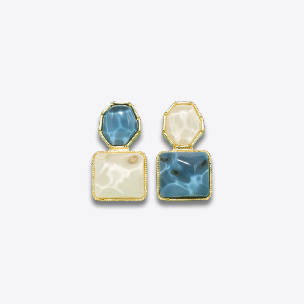 XZ412 – Blue & Gold Ear Rings