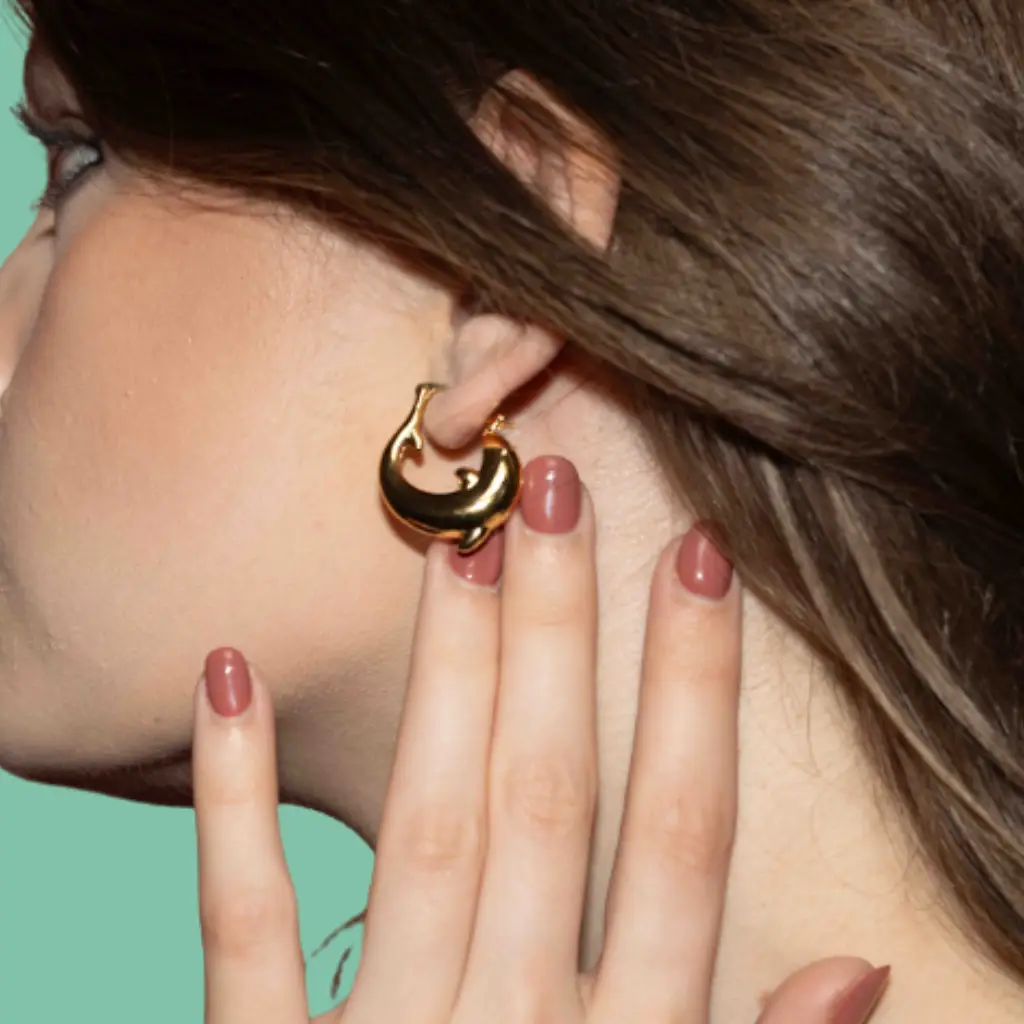 XZ506 – Gold Two Heart Ear Rings