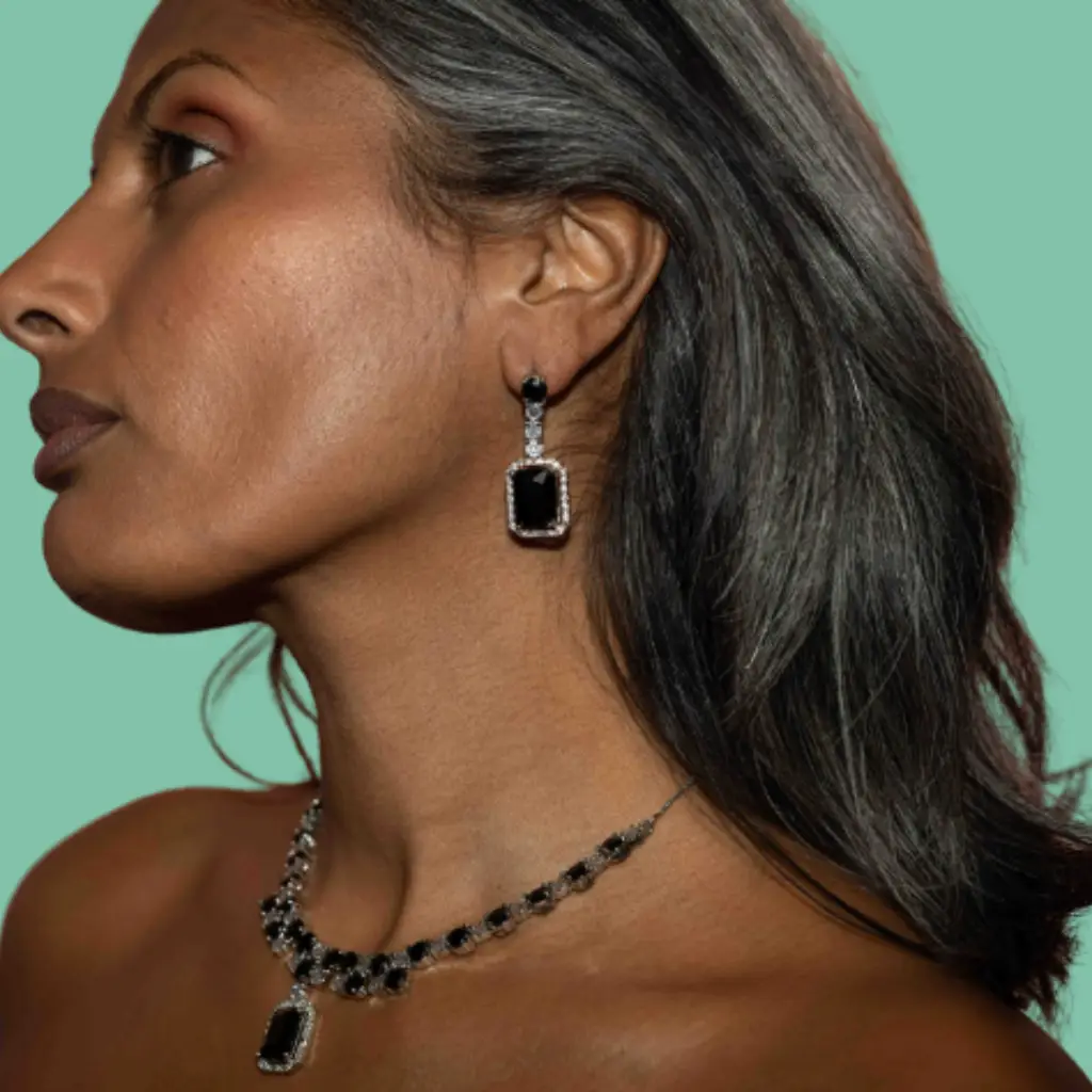 XZ10 – Emerald Stone Necklace & Ear Rings Set
