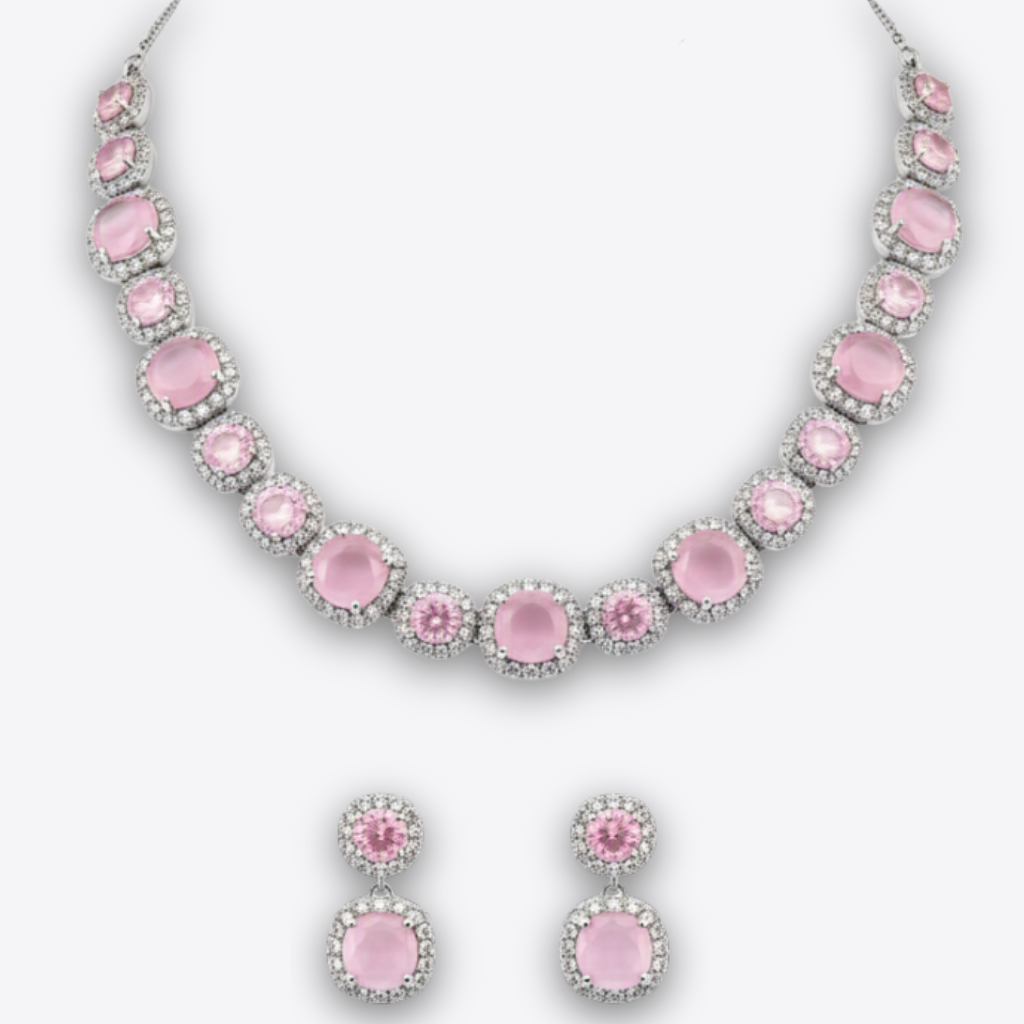 XZ501 – Blush Pink Statement Necklace Set