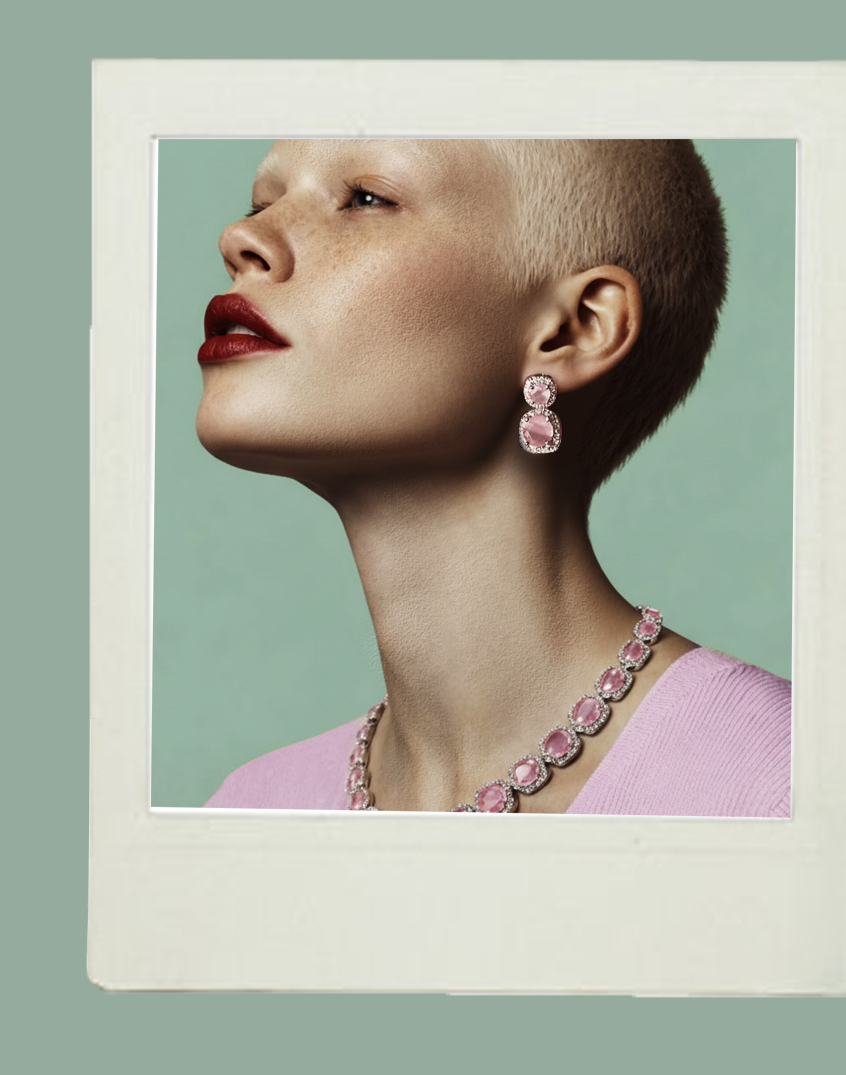 XZ501 – Blush Pink Statement Necklace Set